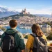 Affordable student life in France featuring Grenoble Alps, Marseille Old Port, and Lille architecture with students exploring budget-friendly cities in 2026