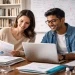 International students collaborating on research, transitioning from master’s thesis to PhD study in a modern academic environment, symbolizing innovation and advanced research development