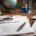 Professional workspace with research proposal document, laptop, charts, and academic tools, representing PhD application preparation and academic research planning