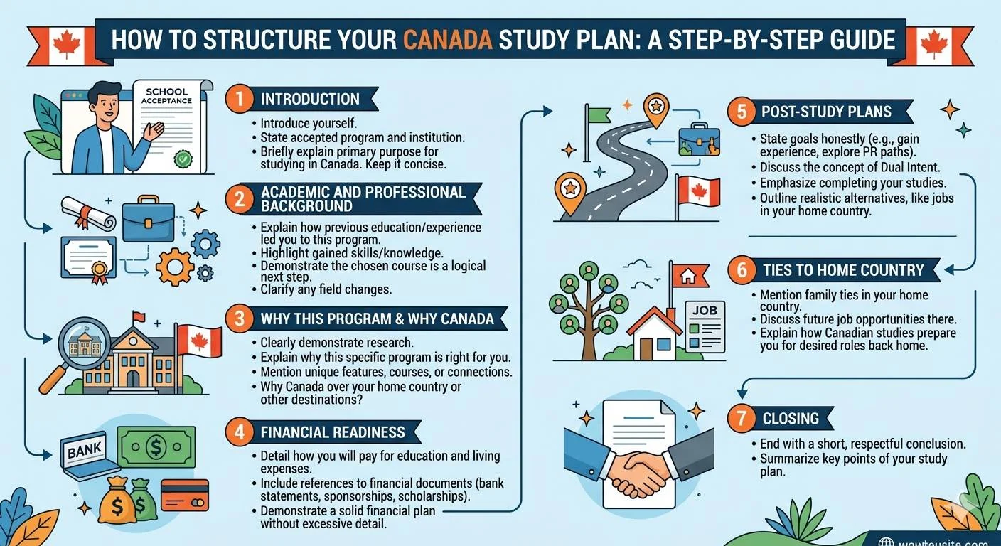 checklist graphic or Canada study permit study plan structure